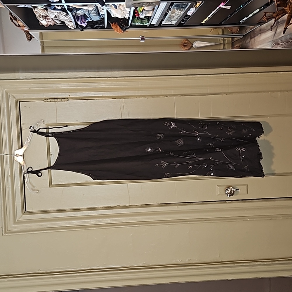 Sequined charcoal maxi dress